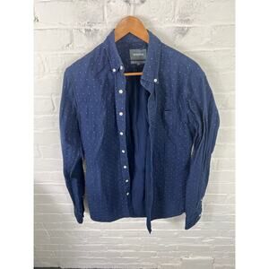 Bonobos Men's Polka Dot Long-Sleeve Button-Down Shirt in Navy Blue Size MT